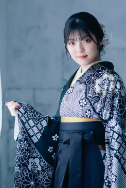 黒地 鹿の子模様 x 黒
