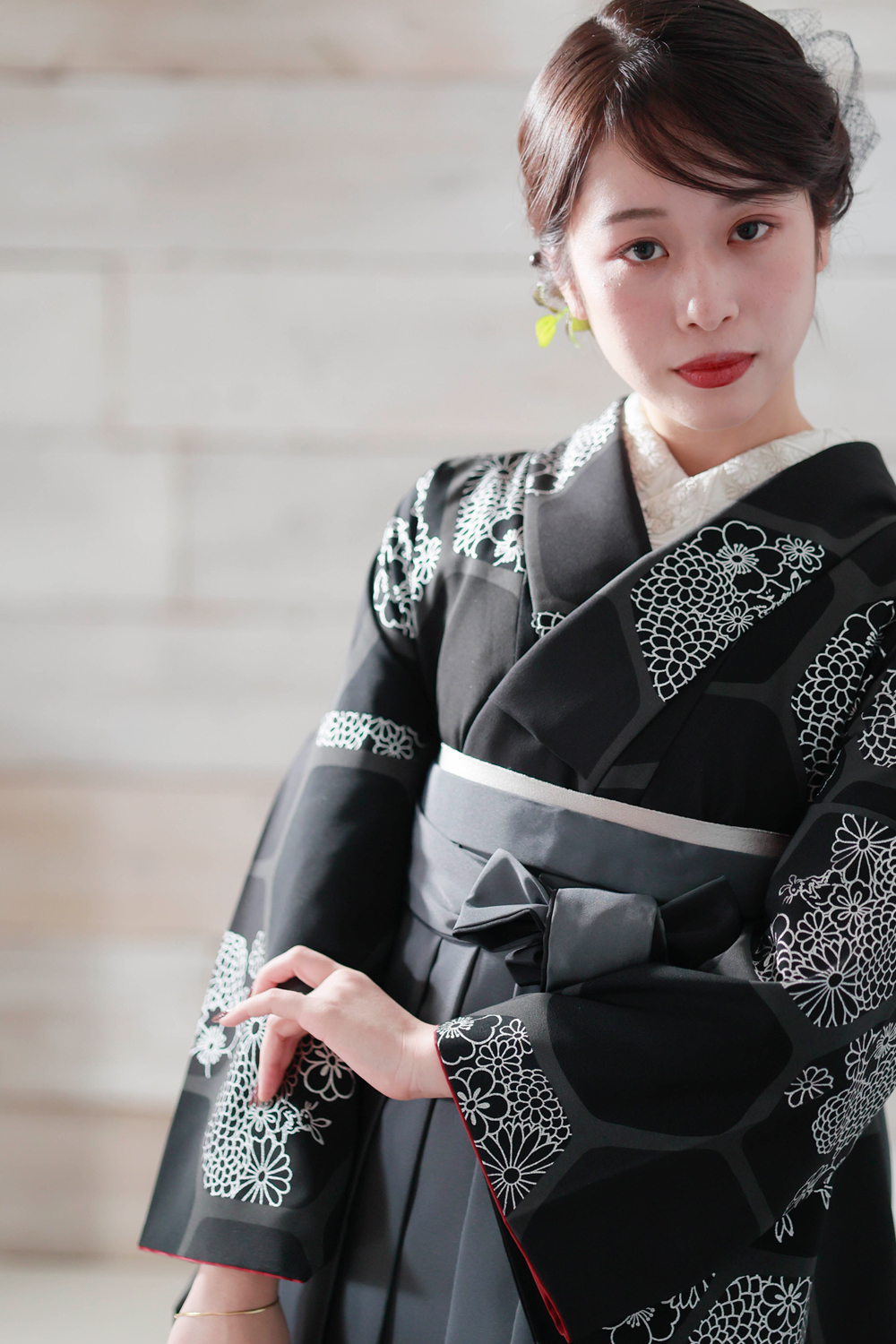 彩り亀甲 ブラック x グレーグラデーション