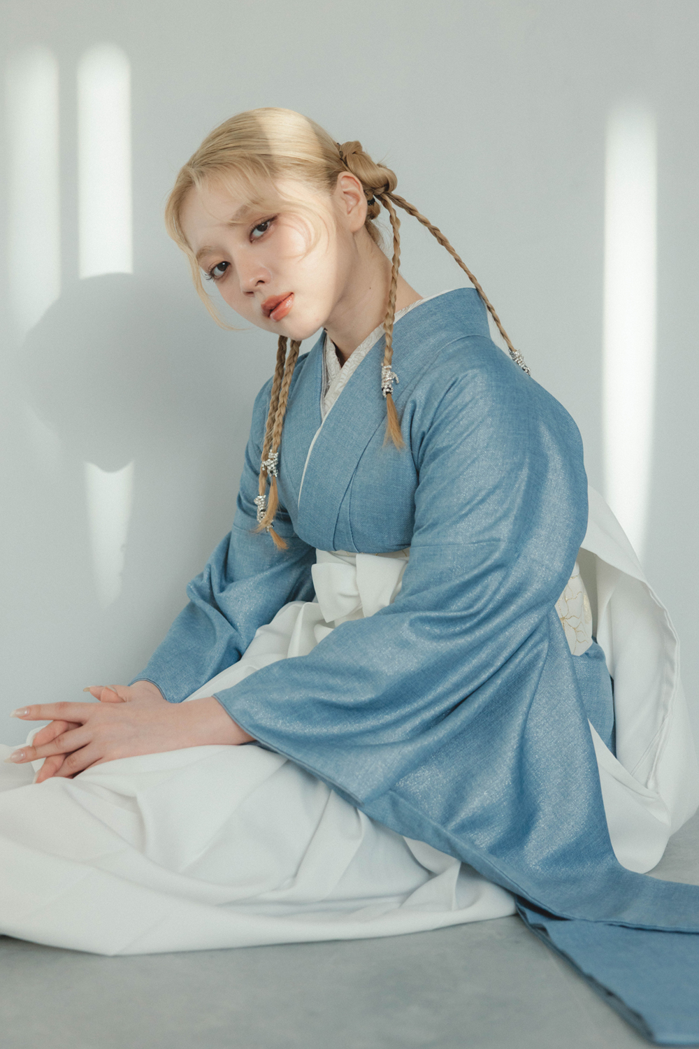 シルバーラメデニム x ホワイト